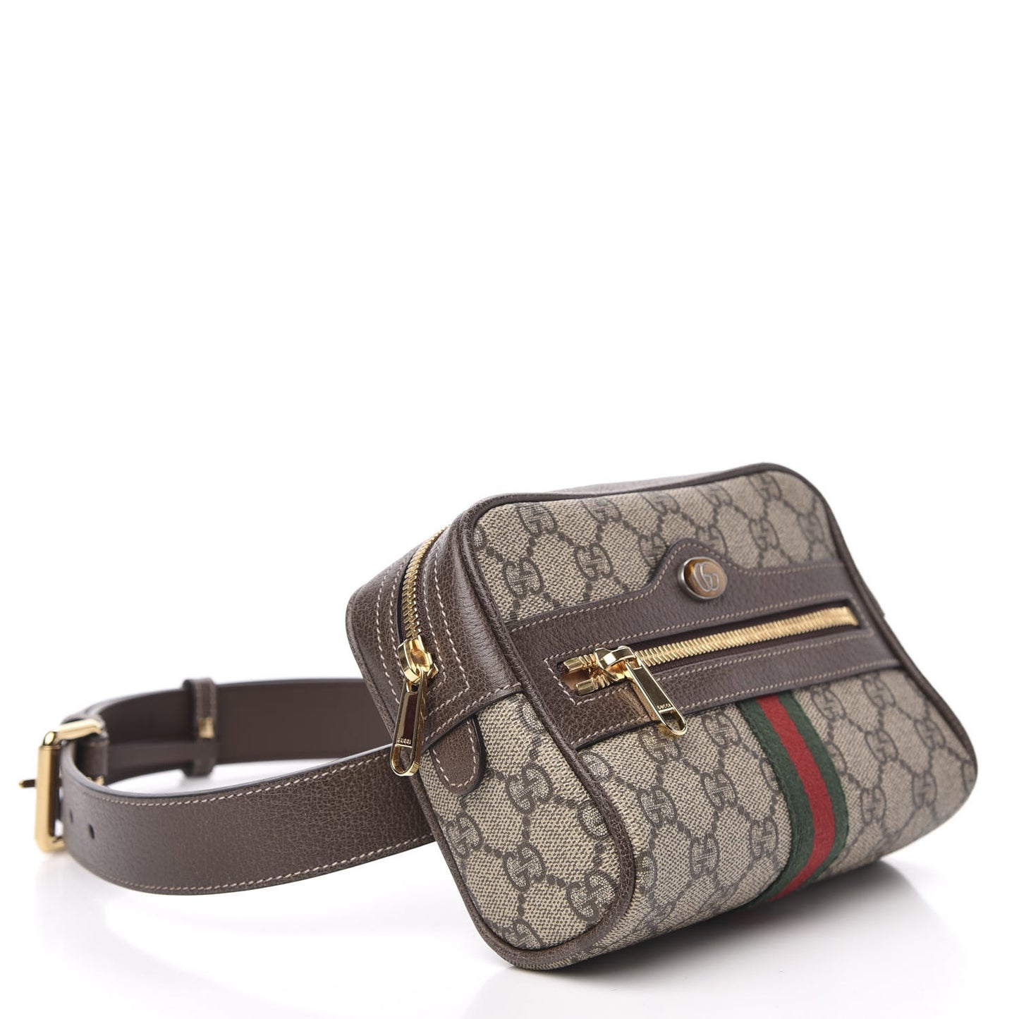 GG Supreme Monogram Web Small Ophidia Belt Bag 75 30 Dark Brown