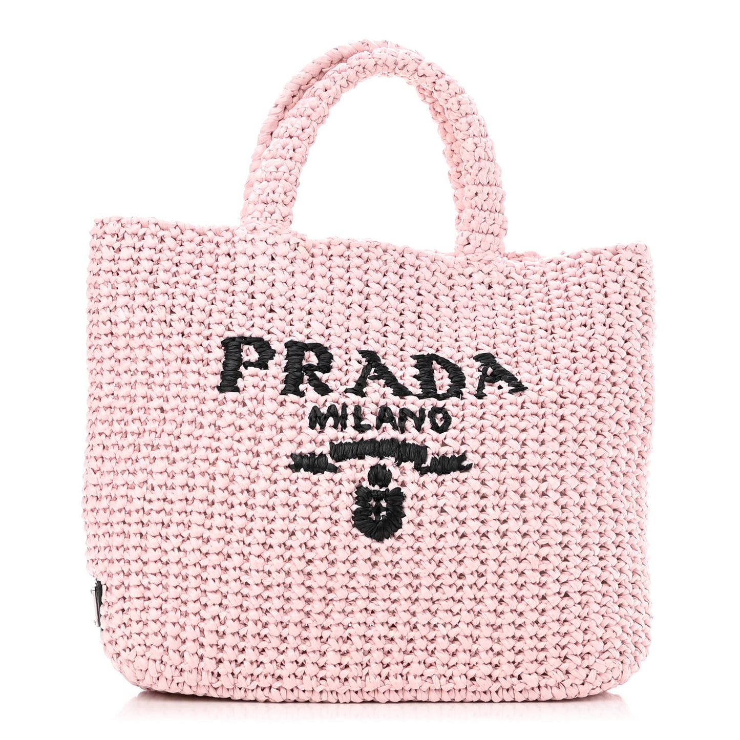 Yarn Raffia Effect Crochet Small Logo Tote Alabastro