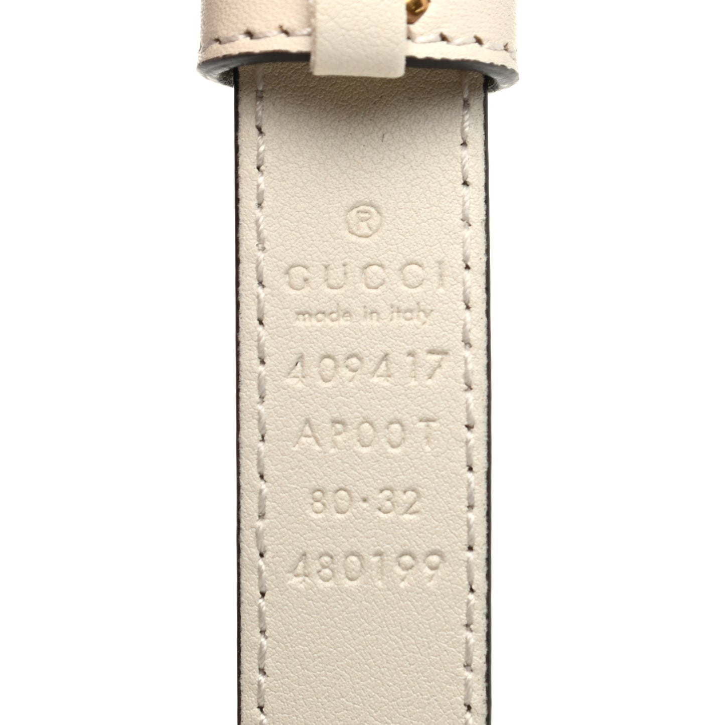 Calfskin Double G 20mm Belt 80 32 Mystic White