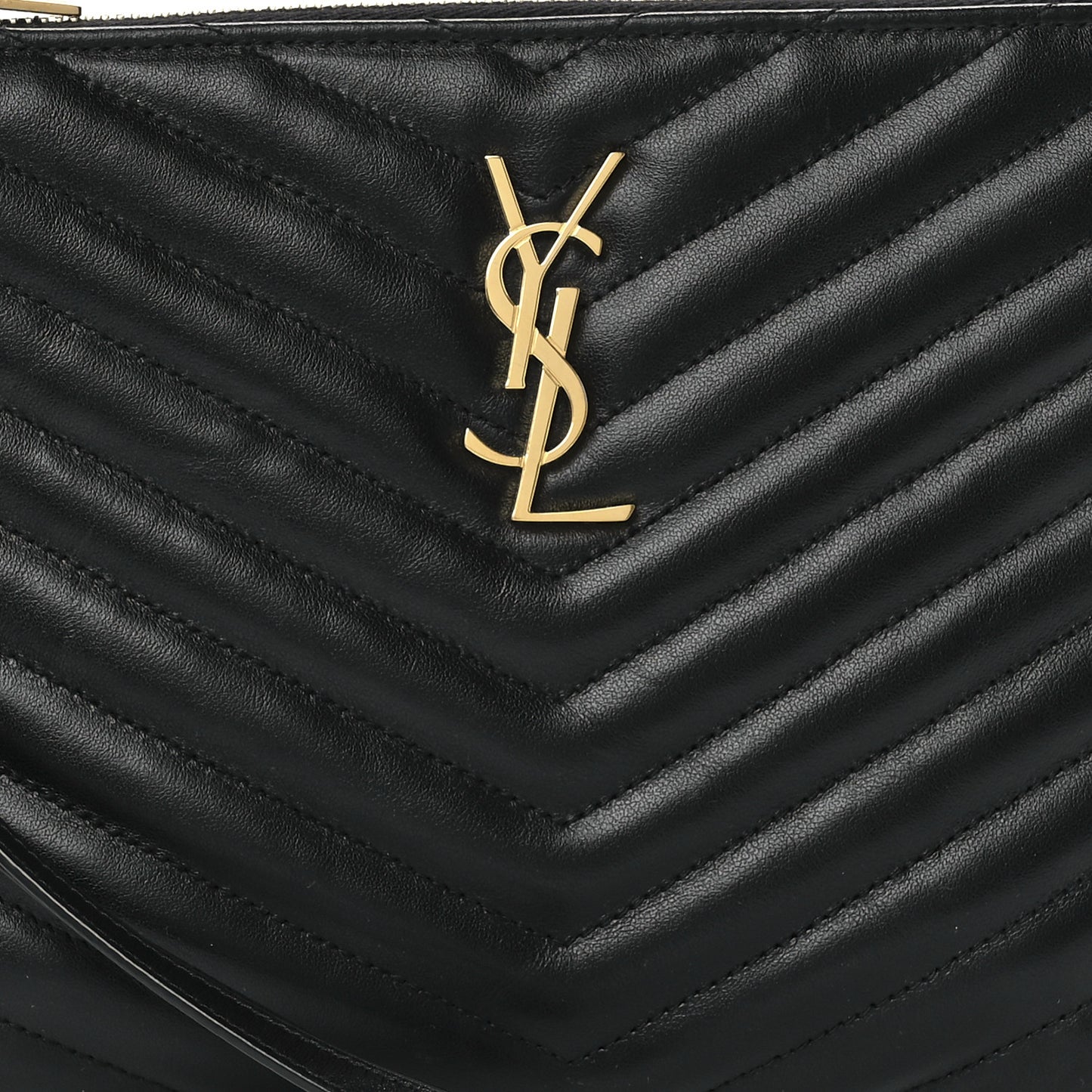 Calfskin Matelasse Chevron Monogram A5 Wristlet Black