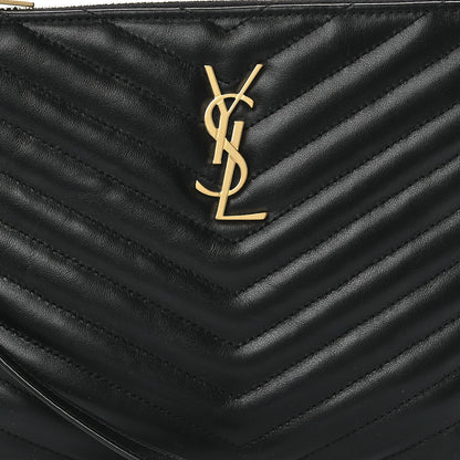 Saint Laurent Calfskin Matelasse Chevron Monogram A5 Wristlet Black 7 of 11
