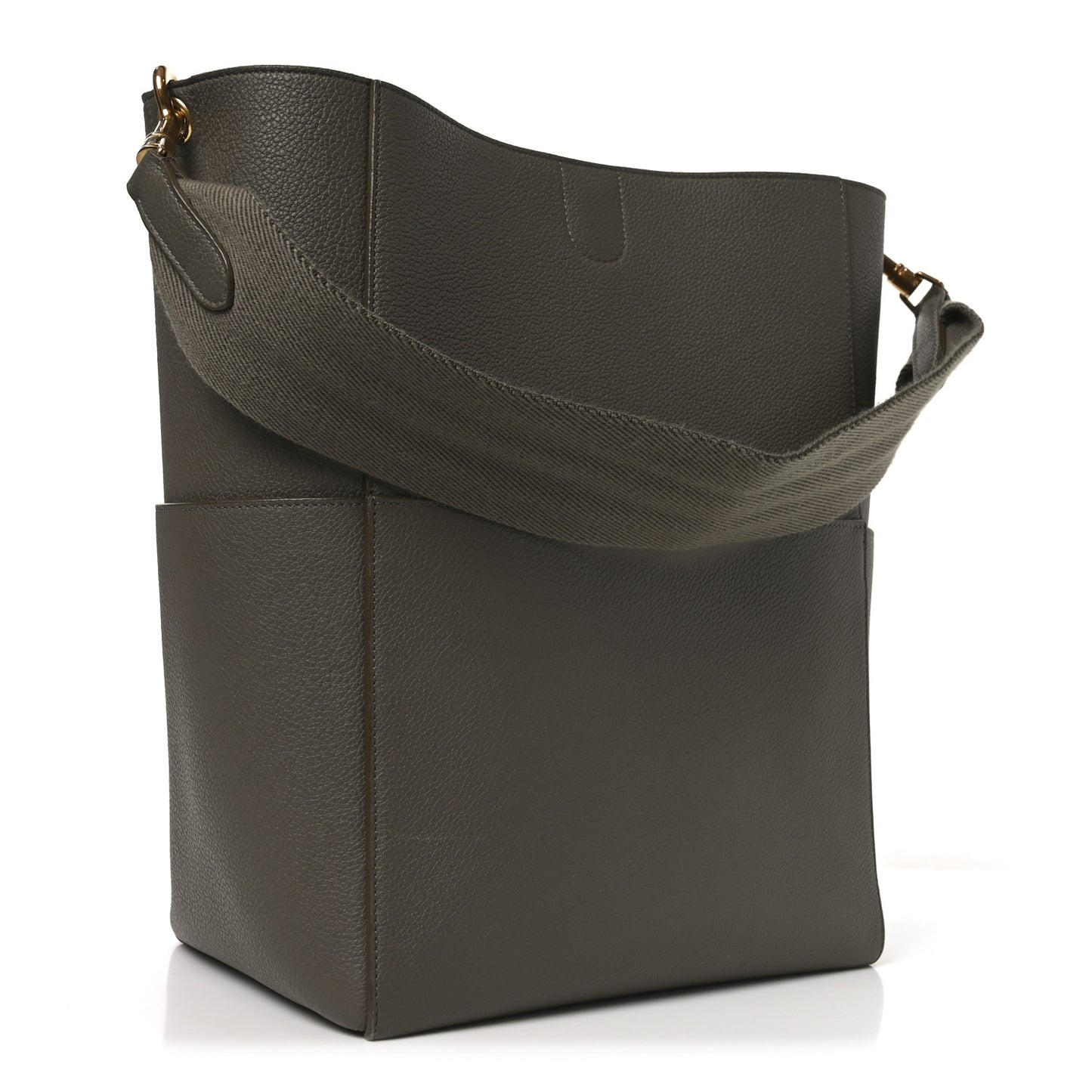 Soft Grained Calfskin Sangle Bucket Bag Taupe