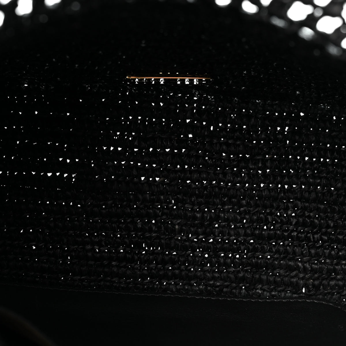 Raffia Donut Chain Medium Ola Shoulder Bag Black