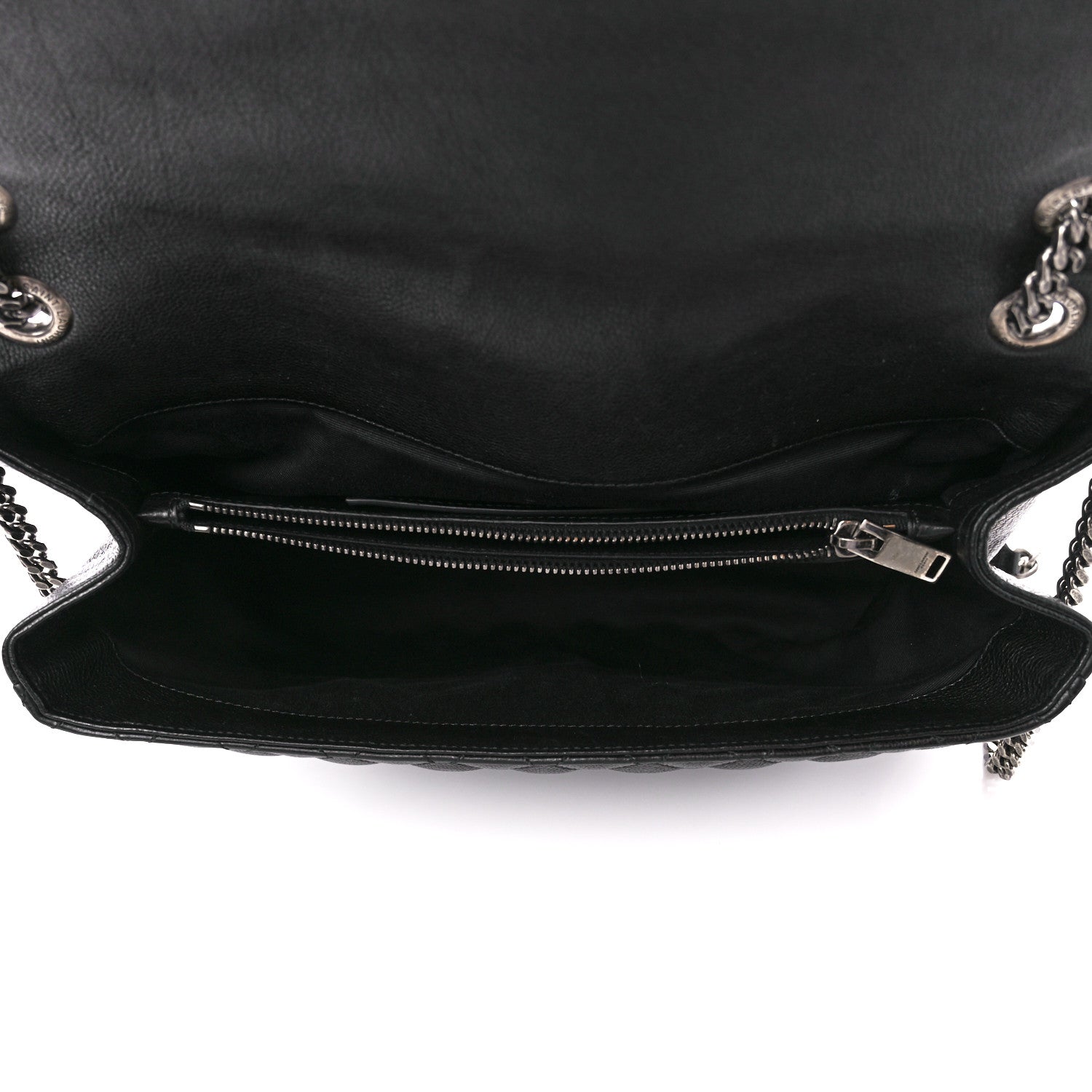 Saint Laurent Calfskin Mixed Matelasse Triquilt Large Monogram Envelope Satchel Black White 5 of 12