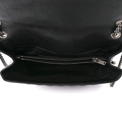 Saint Laurent Calfskin Mixed Matelasse Triquilt Large Monogram Envelope Satchel Black White 5 of 12