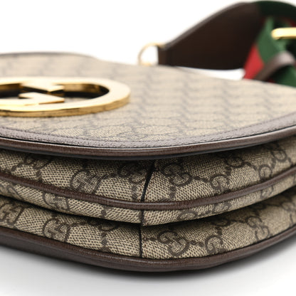 Gucci GG Supreme Monogram Textured Dollar Calfskin Web Medium Blondie Shoulder Flap Bag Beige Ebony New Acero 11 of 11