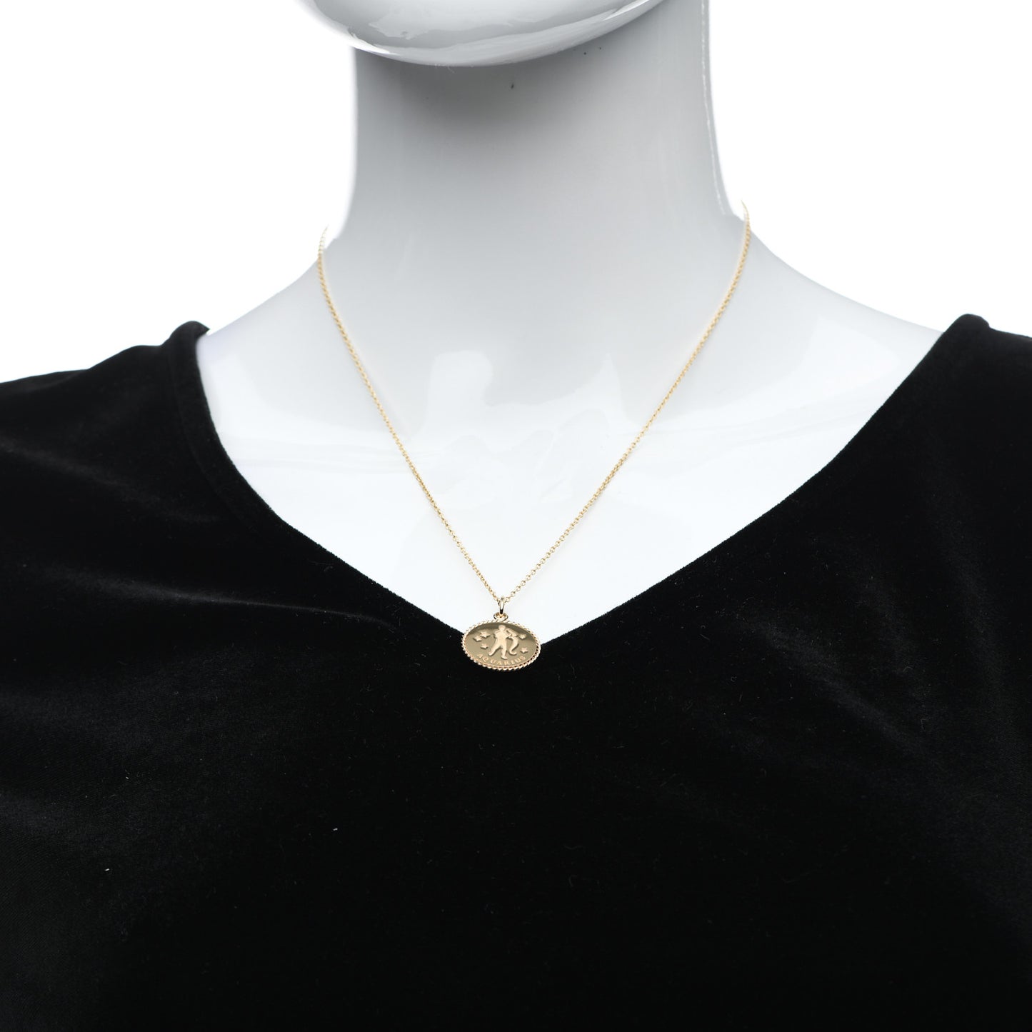 18K Yellow Gold Zodiac Aquarius Pendant Necklace
