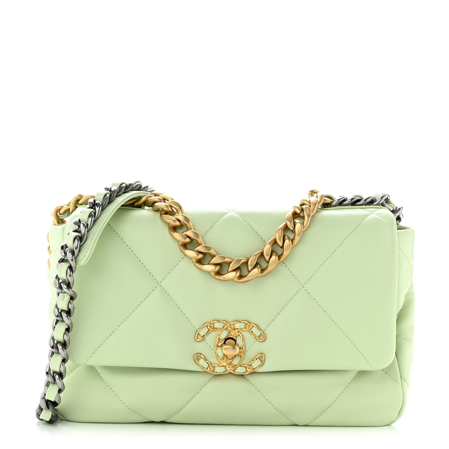 Chanel Lambskin Quilted Medium Chanel 19 Flap Light Green 1 of 10