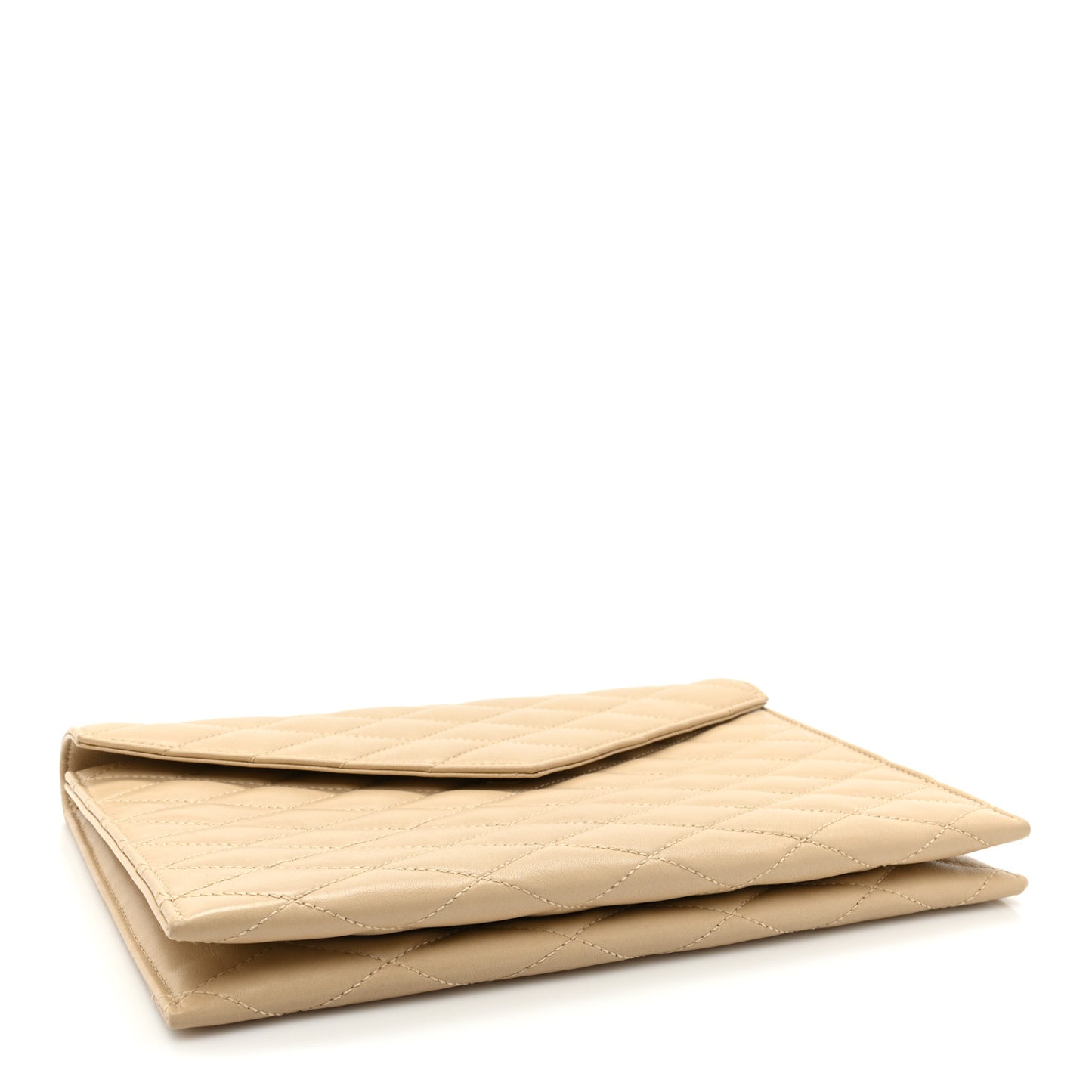 Lambskin Quilted Sade Envelope Clutch Nude Powder