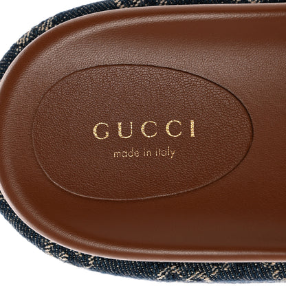 Gucci New Denim GG Monogram Angelina Platform 55mm Slide Sandals 42 Blue Tea 7 of 8