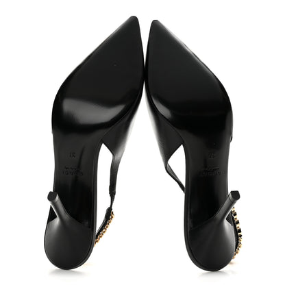 Gucci Malaga Kid 85mm Slingback Pumps 37 Black 6 of 10