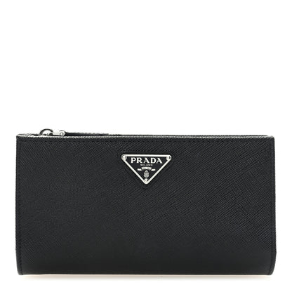 Prada Saffiano Metal Large Zip Wallet Black 1 of 7