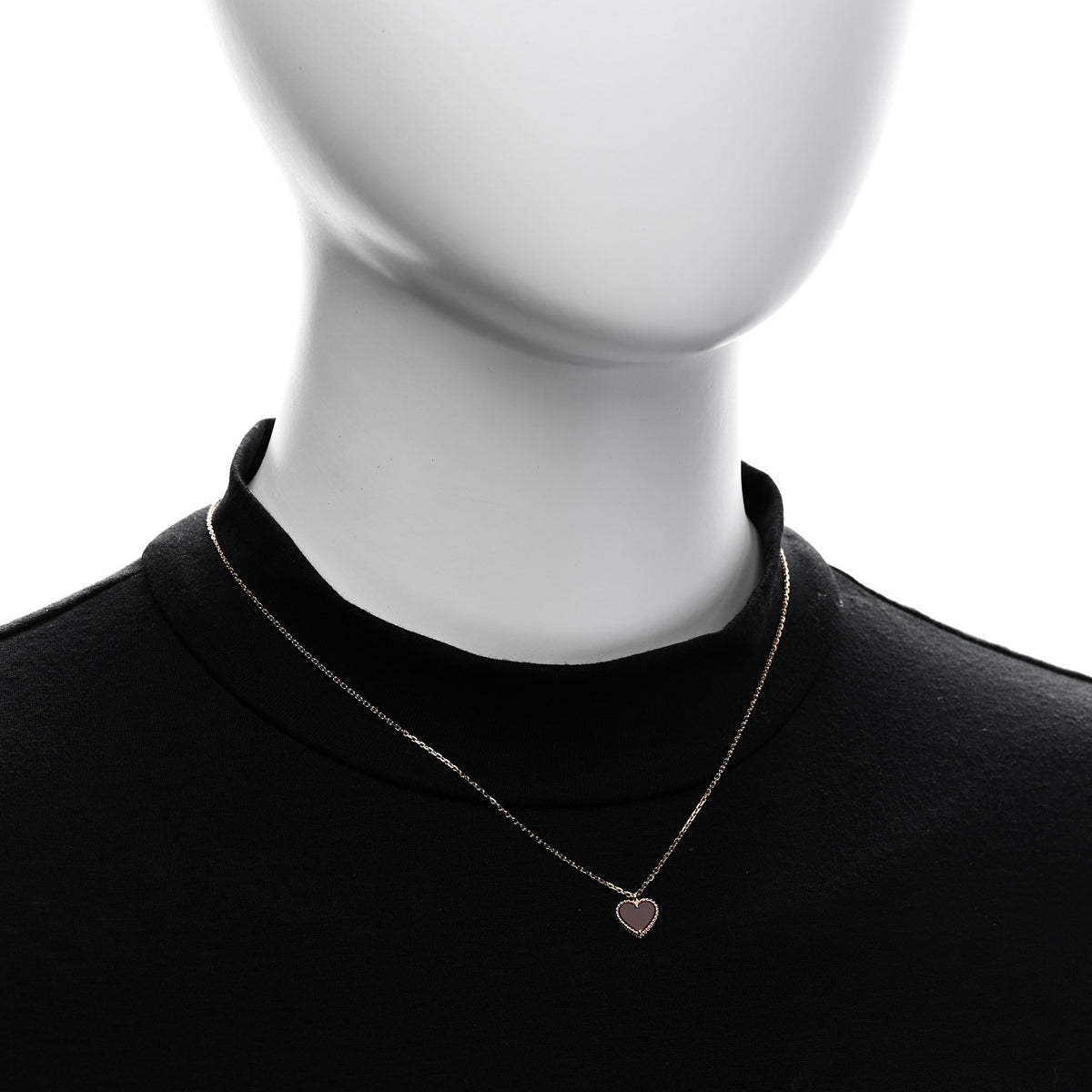 18k Rose Gold Carnelian Sweet Alhambra Heart Pendant Necklace