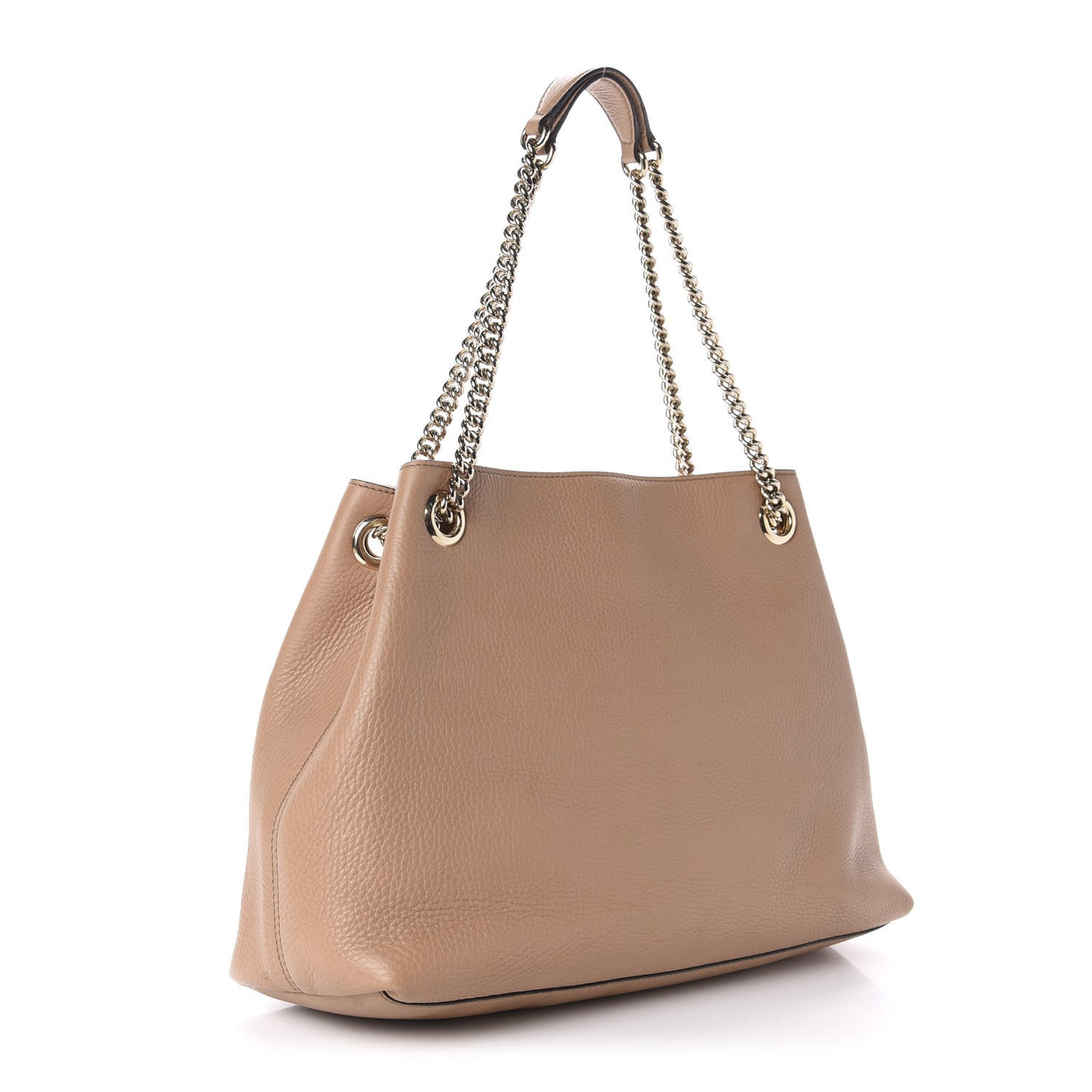 Pebbled Calfskin Medium Soho Chain Shoulder Bag Rose Beige