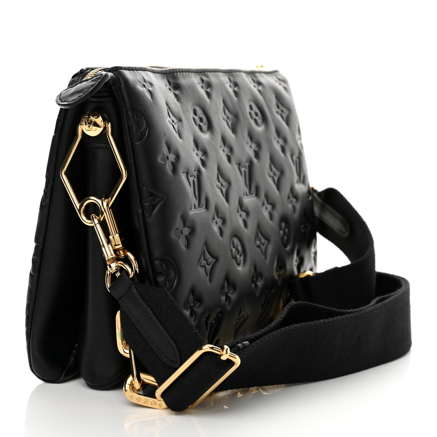 Louis Vuitton Lambskin Embossed Monogram Coussin PM Black 3 of 10