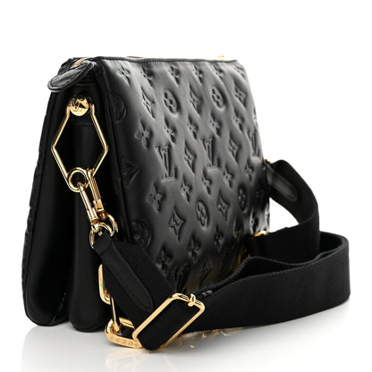 Louis Vuitton Lambskin Embossed Monogram Coussin PM Black 3 of 10