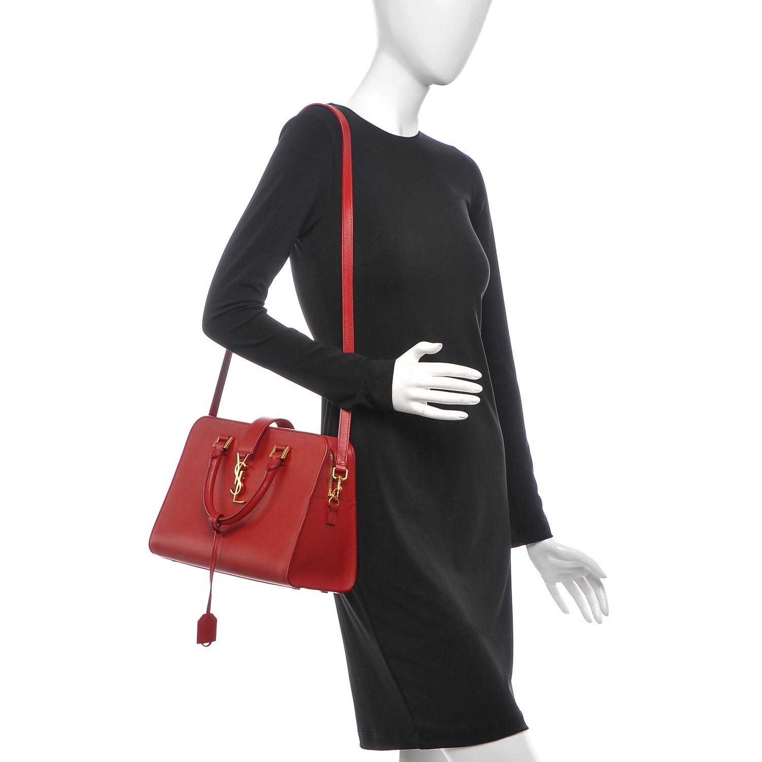 Saint Laurent Calfskin Small Monogram Cabas Lipstick Red 2 of 8