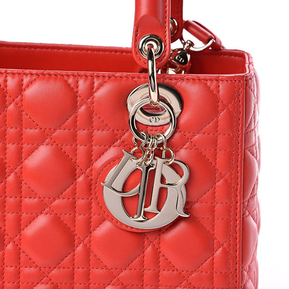 Christian Dior Lambskin Cannage Medium Lady Dior Red 9 of 10