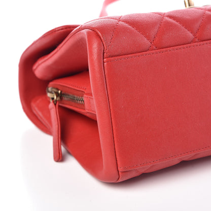 Chanel Shiny Sheepskin Quilted Small Trapezio Flap Red 5 of 10