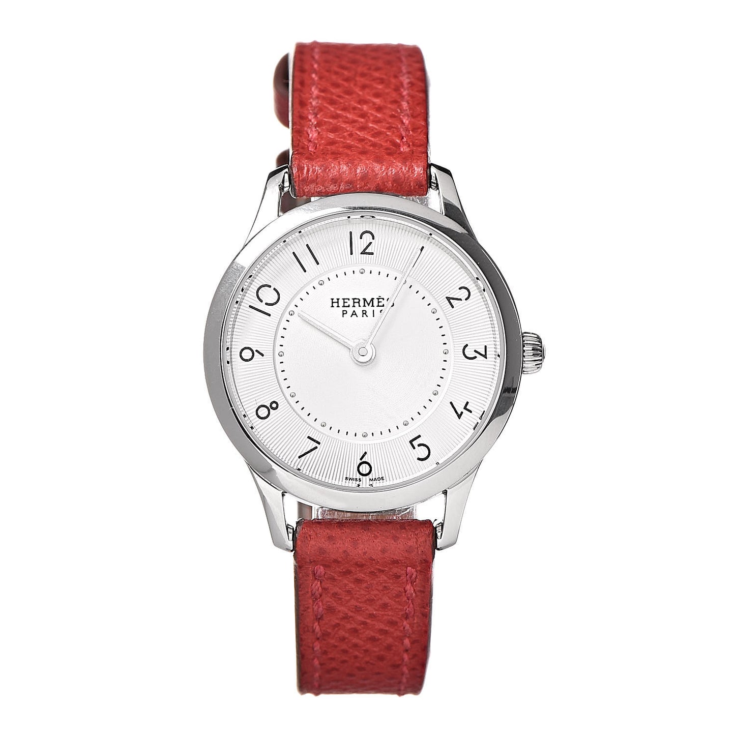 Stainless Steel Epsom 25mm Slim d'Quartz Watch Rouge Casaque