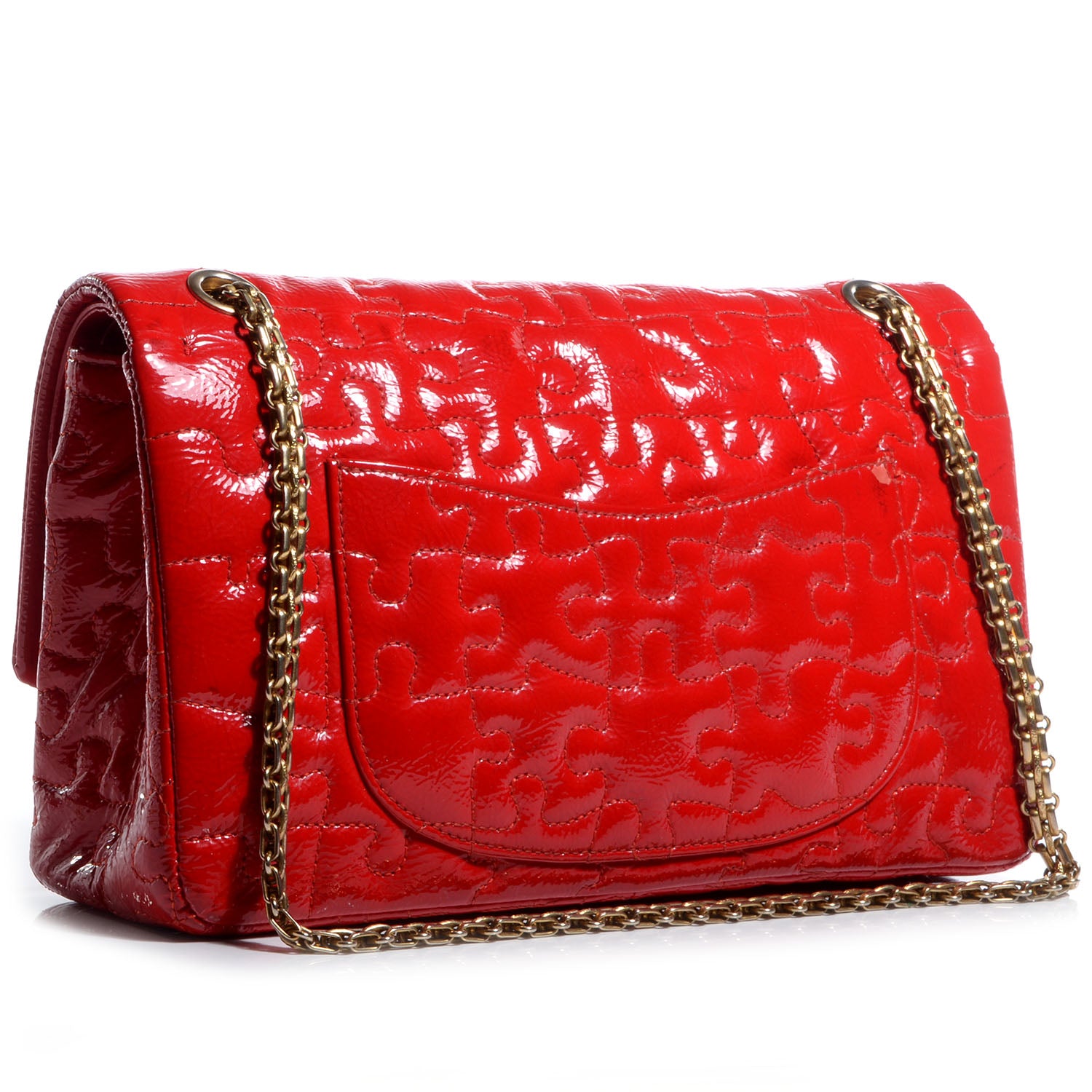 Chanel Crackled Patent Calfskin Puzzle 2.55 Reissue 226 Flap Red 3 of 9