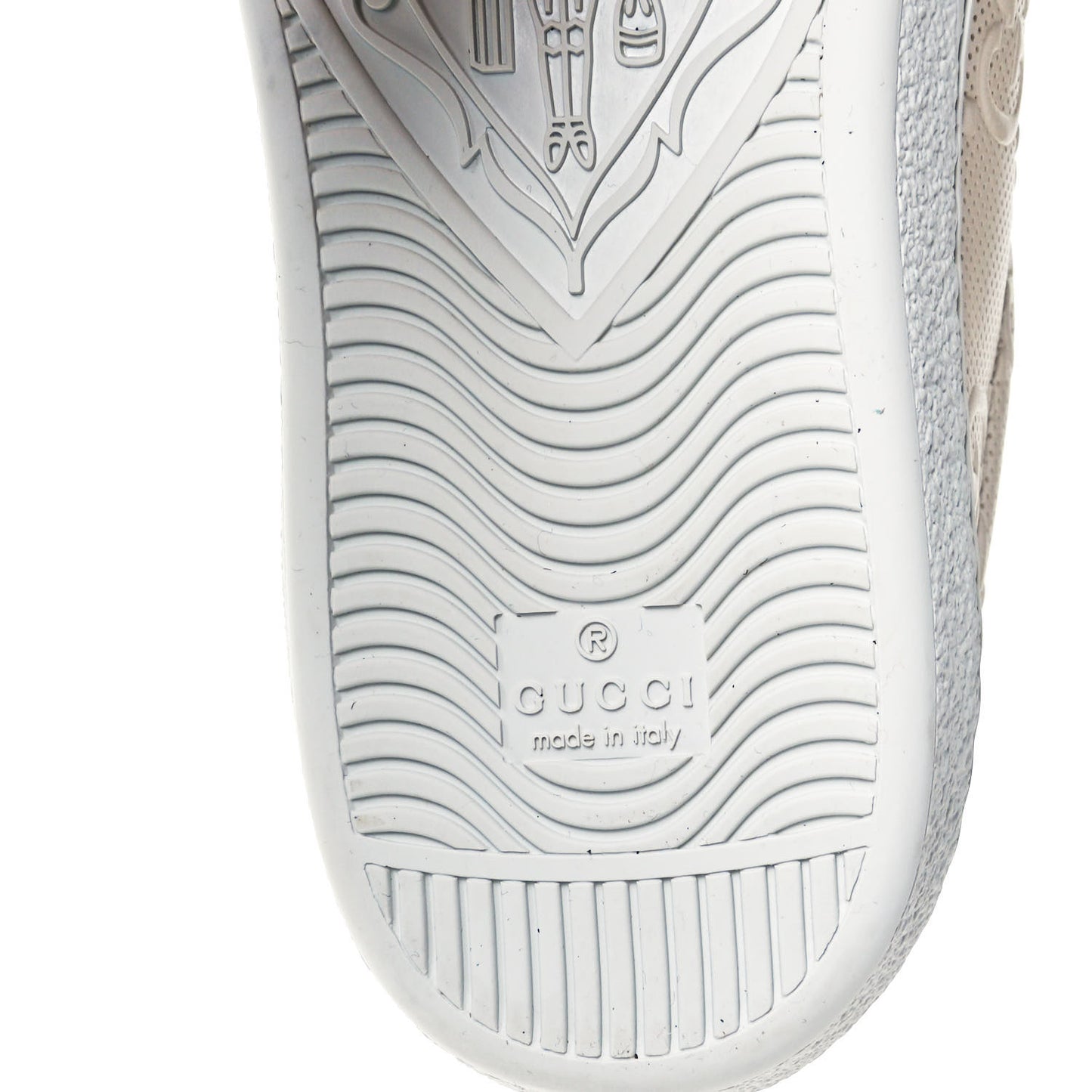 Calfskin GG Tennis Embossed Mens Ace Sneakers 7 Mystic White
