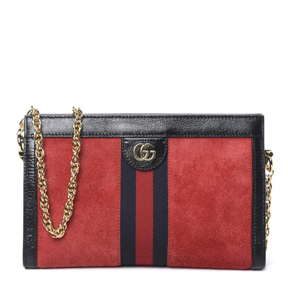 Gucci Suede Patent Web Small Ophidia Chain Shoulder Bag Hibiscus Red Black 1 of 10