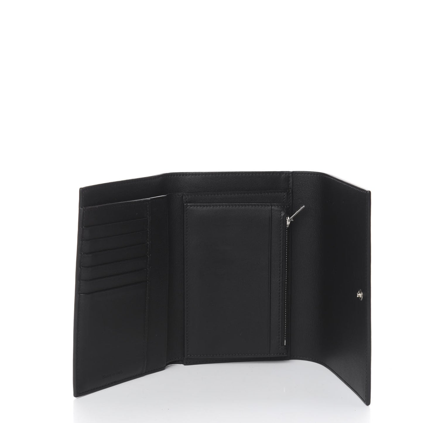Smooth Lambskin Medium Frame Multifunction Wallet Black White