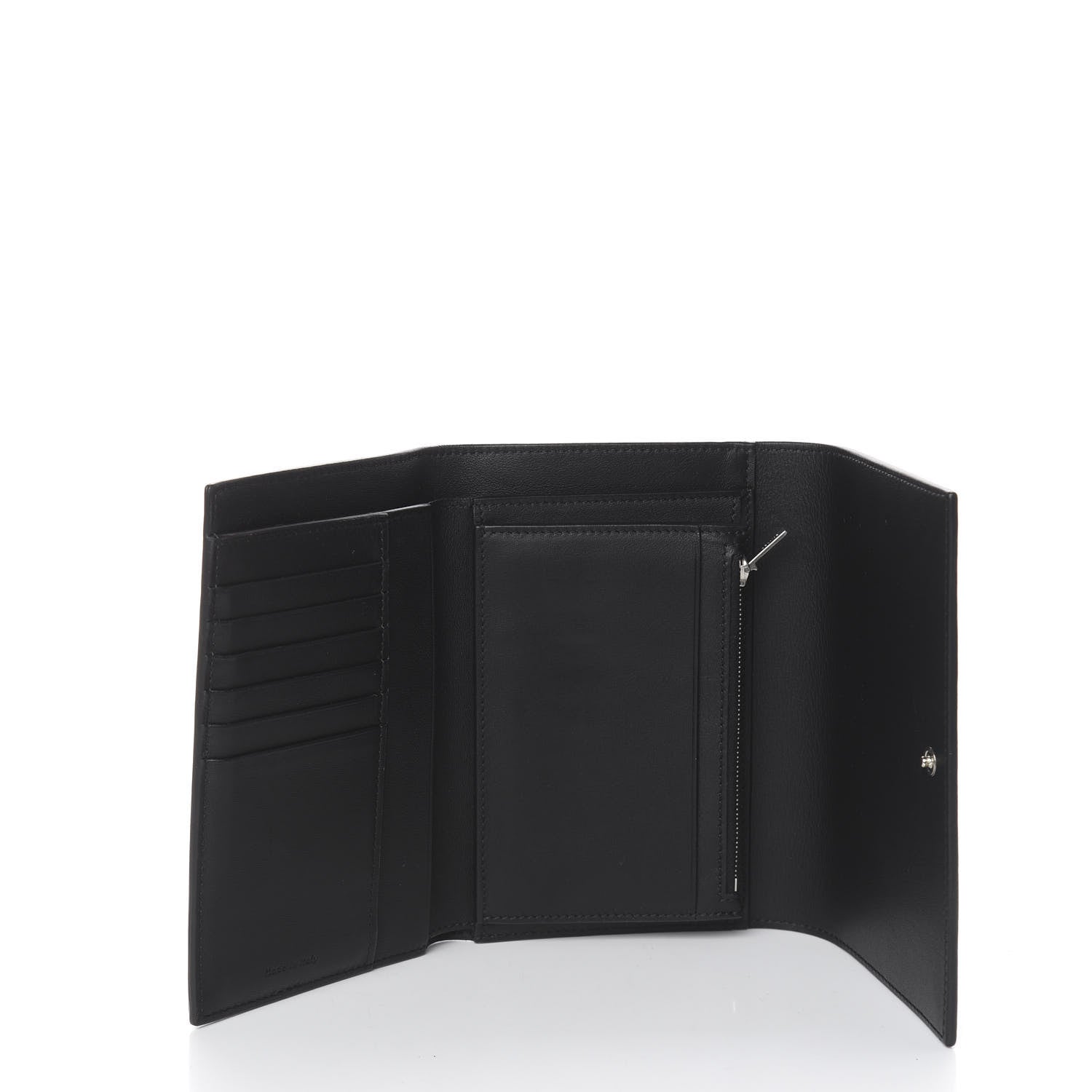 Celine Smooth Lambskin Medium Frame Multifunction Wallet Black White 5 of 7