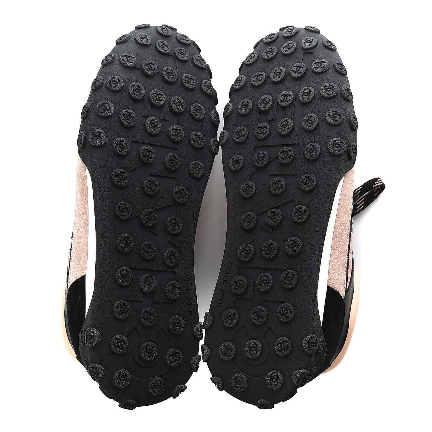 Nylon Calfskin Suede CC Womens Sneakers 37.5 Pink Black