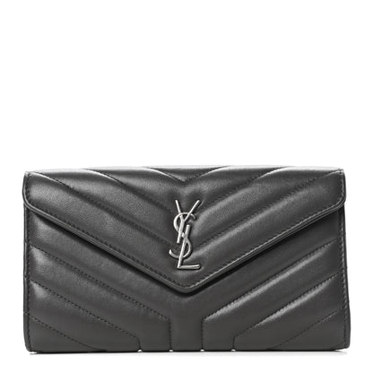 Saint Laurent Lambskin Y Quilted Monogram Large Loulou Flap Wallet Asphalt 1 of 4