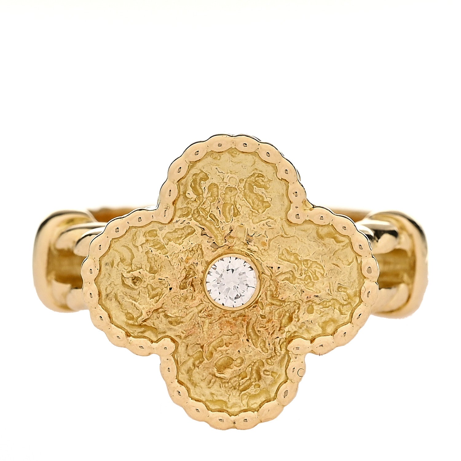 Van Cleef & Arpels 18K Yellow Gold Diamond Vintage Alhambra Ring 50 5.25 1 of 5