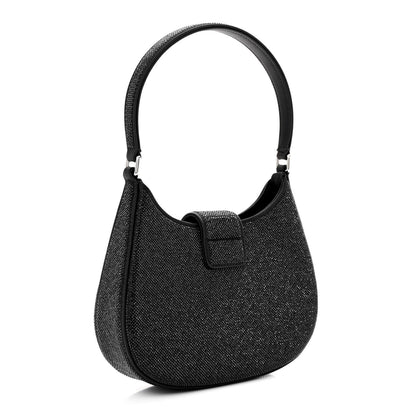 Alexander Wang Calfskin Satin Crystal Embellished Small Legacy Glitter Hobo Black 3 of 15