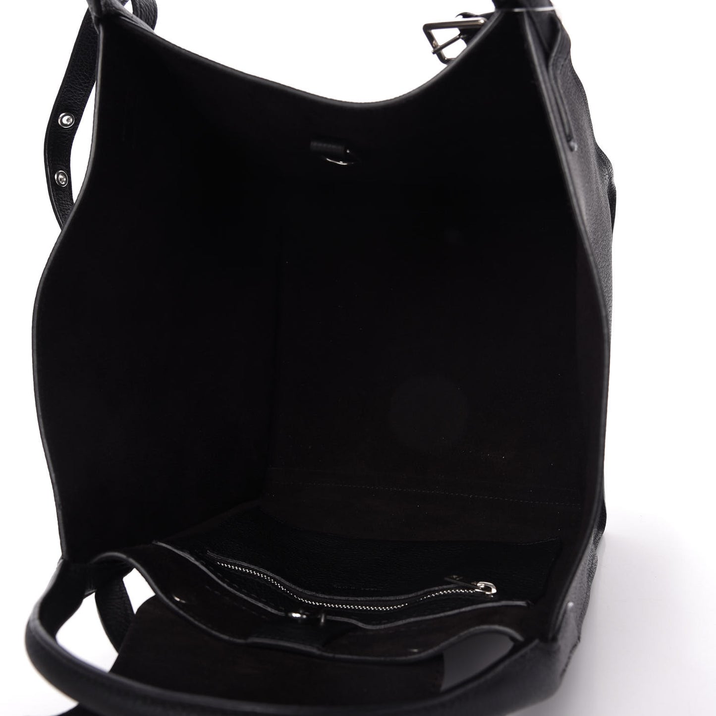 Supple Grained Calfskin Small Long Strap Big Bag Black