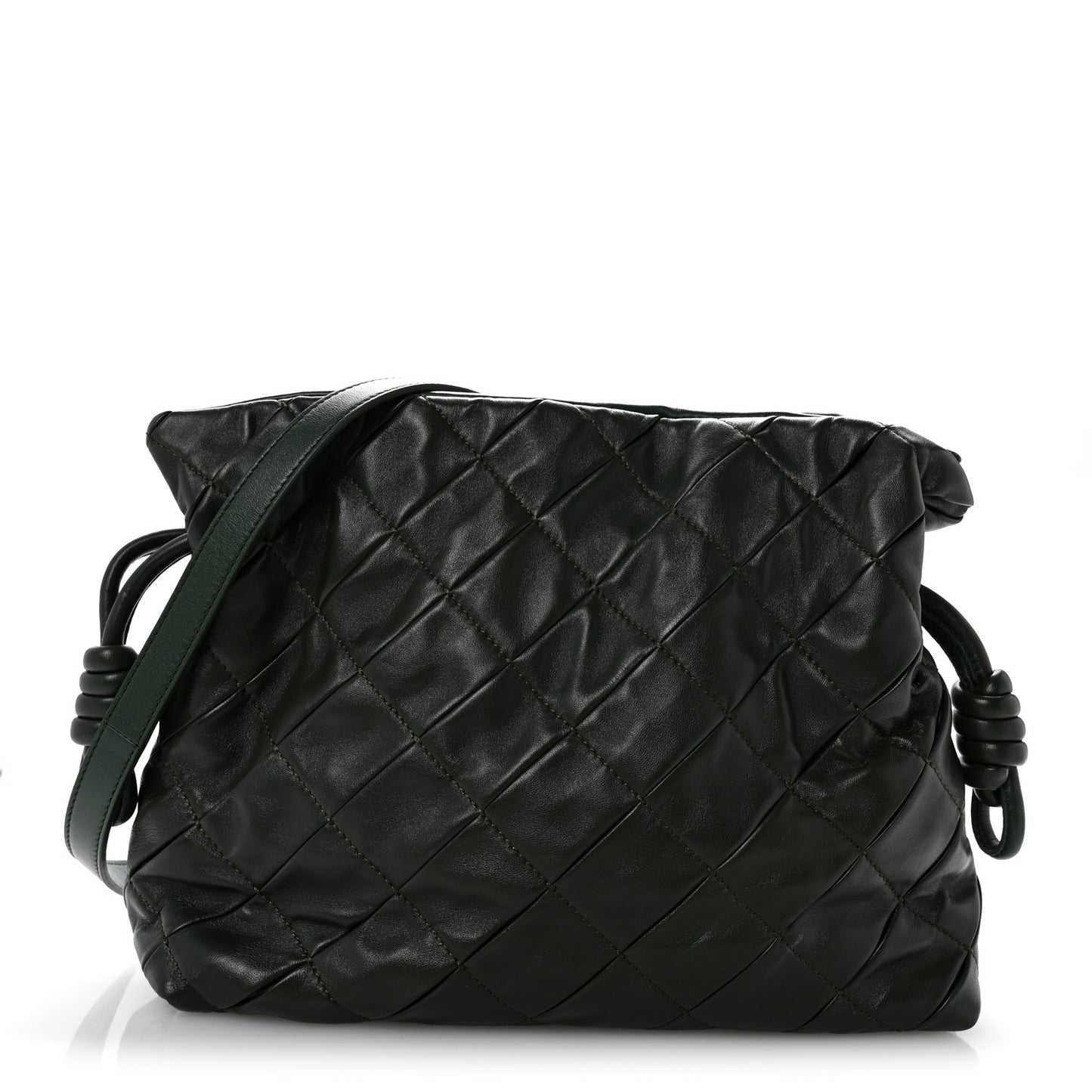 Calfskin Quilted Flamenco Knot Clutch Verde