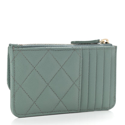Chanel Caviar Quilted Flap Zip Card Holder Dark Green 3 of 7