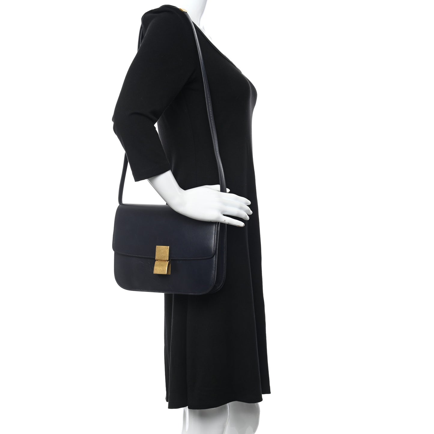 Box Calfskin Medium Classic Box Flap Bag Navy