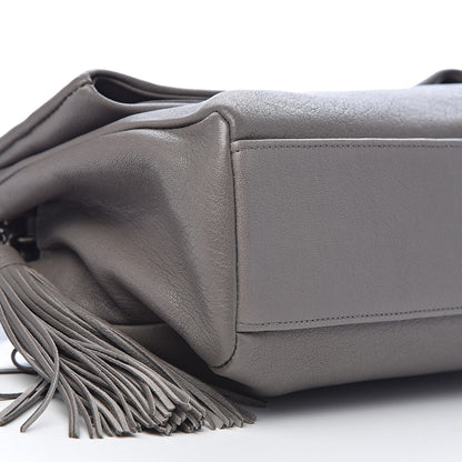 Saint Laurent Sheepskin Medium West Hollywood Monogram Fold-Over Bag Grey 8 of 10