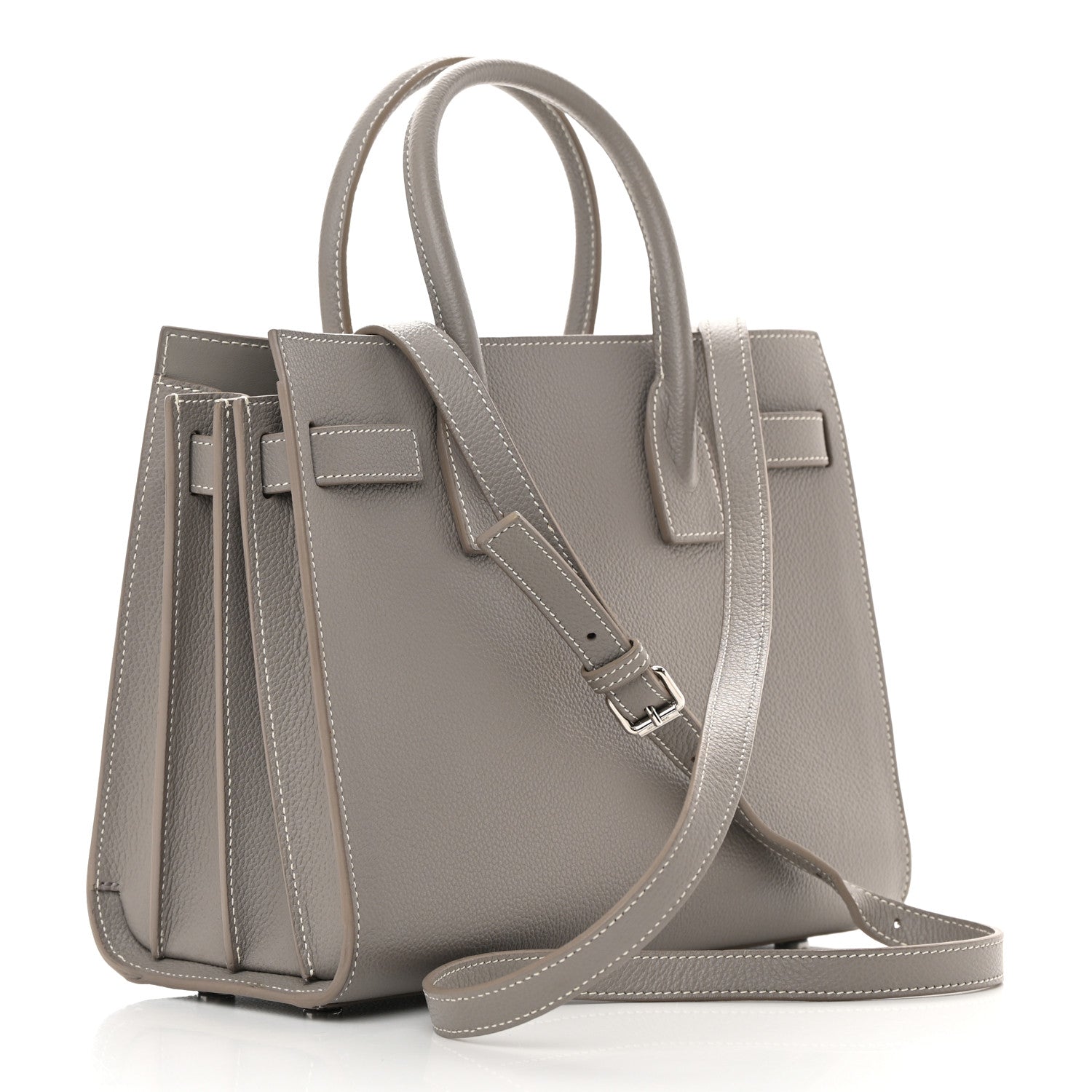 Saint Laurent Grained Calfskin Topstich Baby Sac De Jour Fog 2 of 20