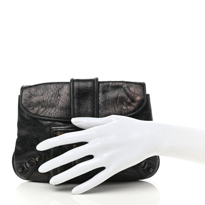 Balenciaga Agneau Classic Hardware Pouch Flap Clutch Black 3 of 8