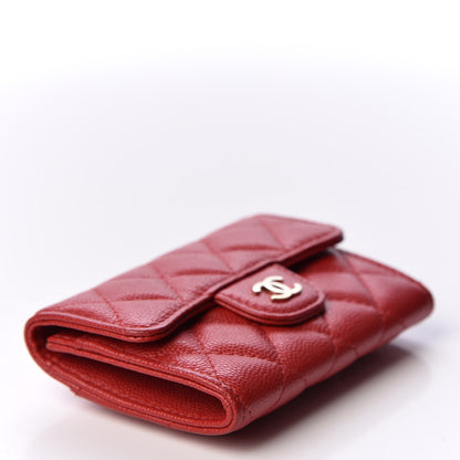 Chanel Caviar Quilted Flap Card Holder Wallet Red 3 of 10