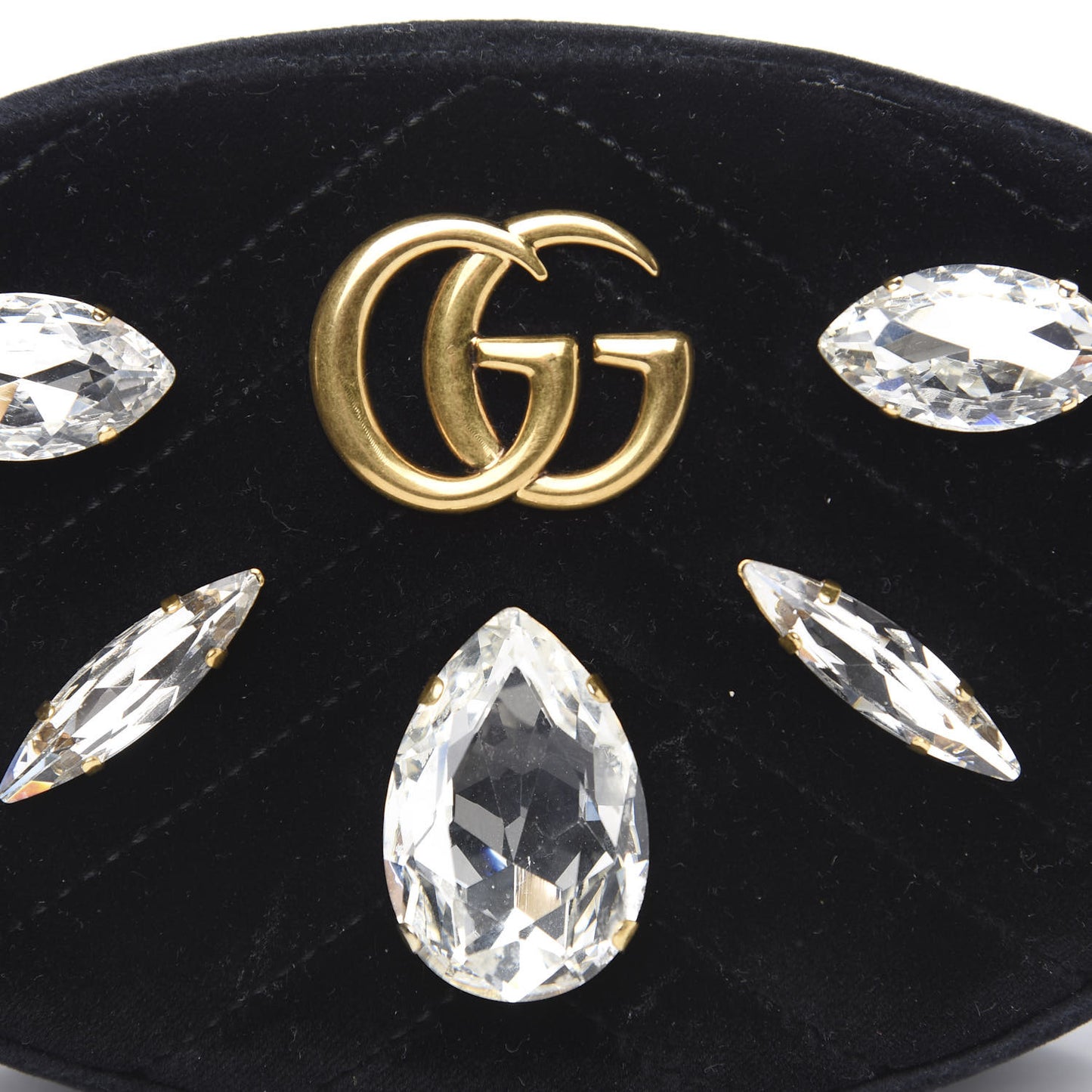 Velvet Matelasse Marquise Crystals GG Marmont Belt Bag 85 34 Black