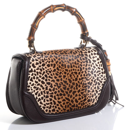 Gucci Pony Hair Jaguar Print New Bamboo Medium Top Handle Bag 3 of 7