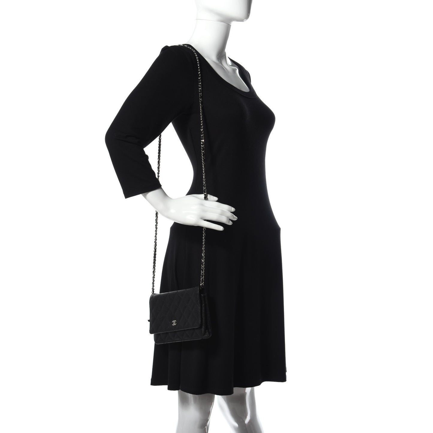 Caviar Quilted Wallet On Chain WOC Black