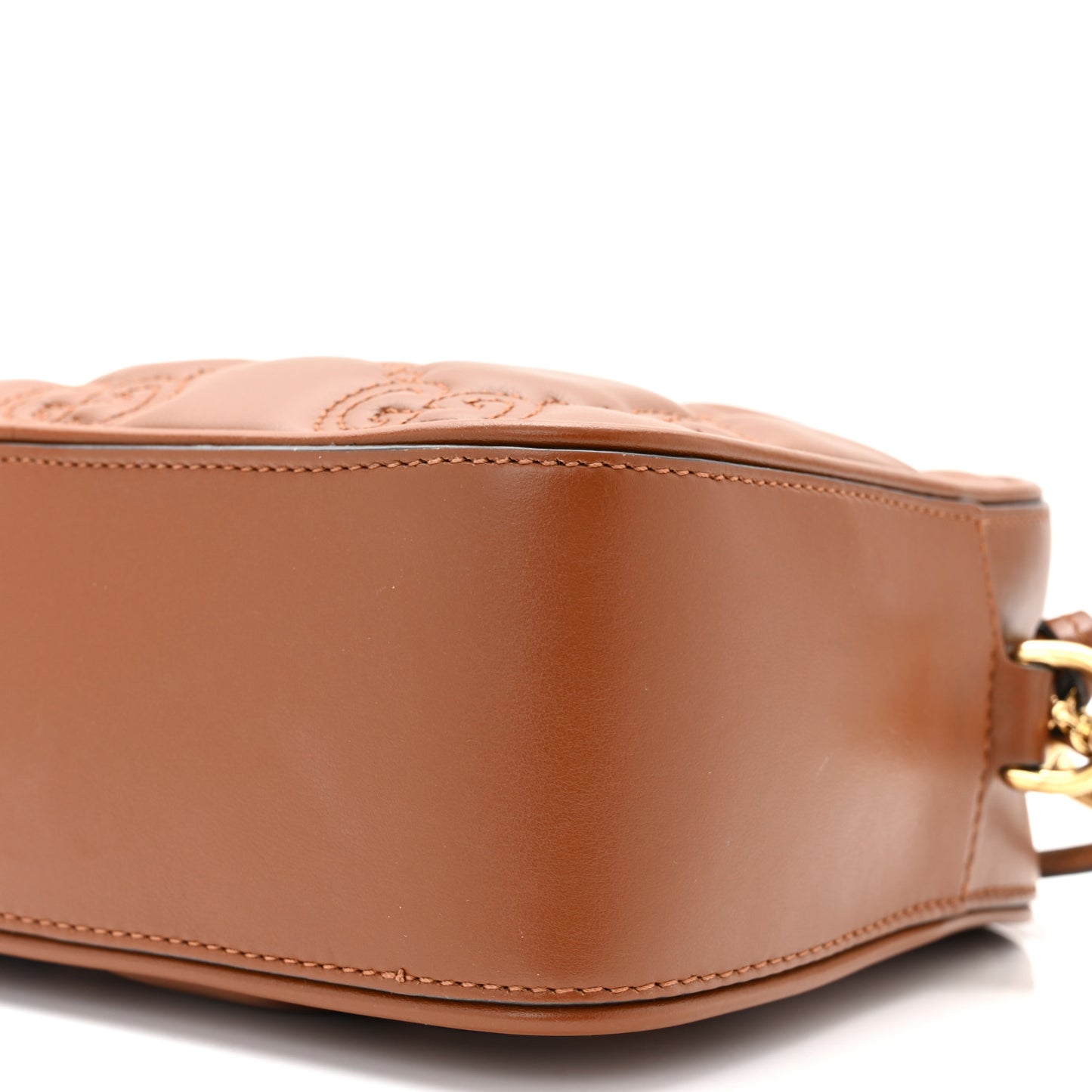 Calfskin GG Matelasse Shoulder Bag Peanut Brown Natural