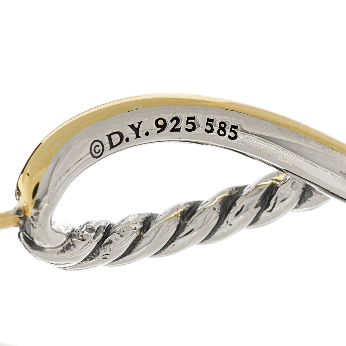 Sterling Silver 14K Yellow Gold Crossover Cable Hoop Earrings