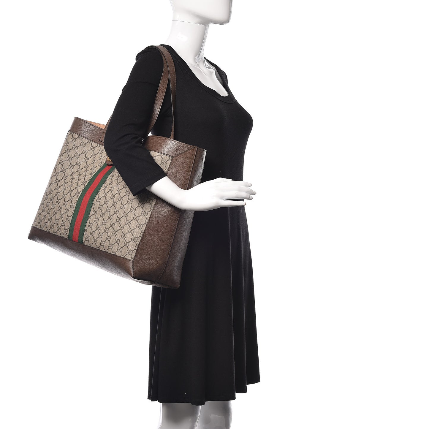 GG Supreme Monogram Web Ophidia Tote Brown