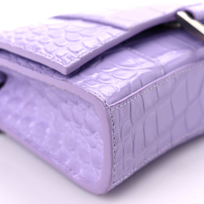 Balenciaga Shiny Calfskin Crocodile Embossed Hourglass Chain Bag Lilac 8 of 14