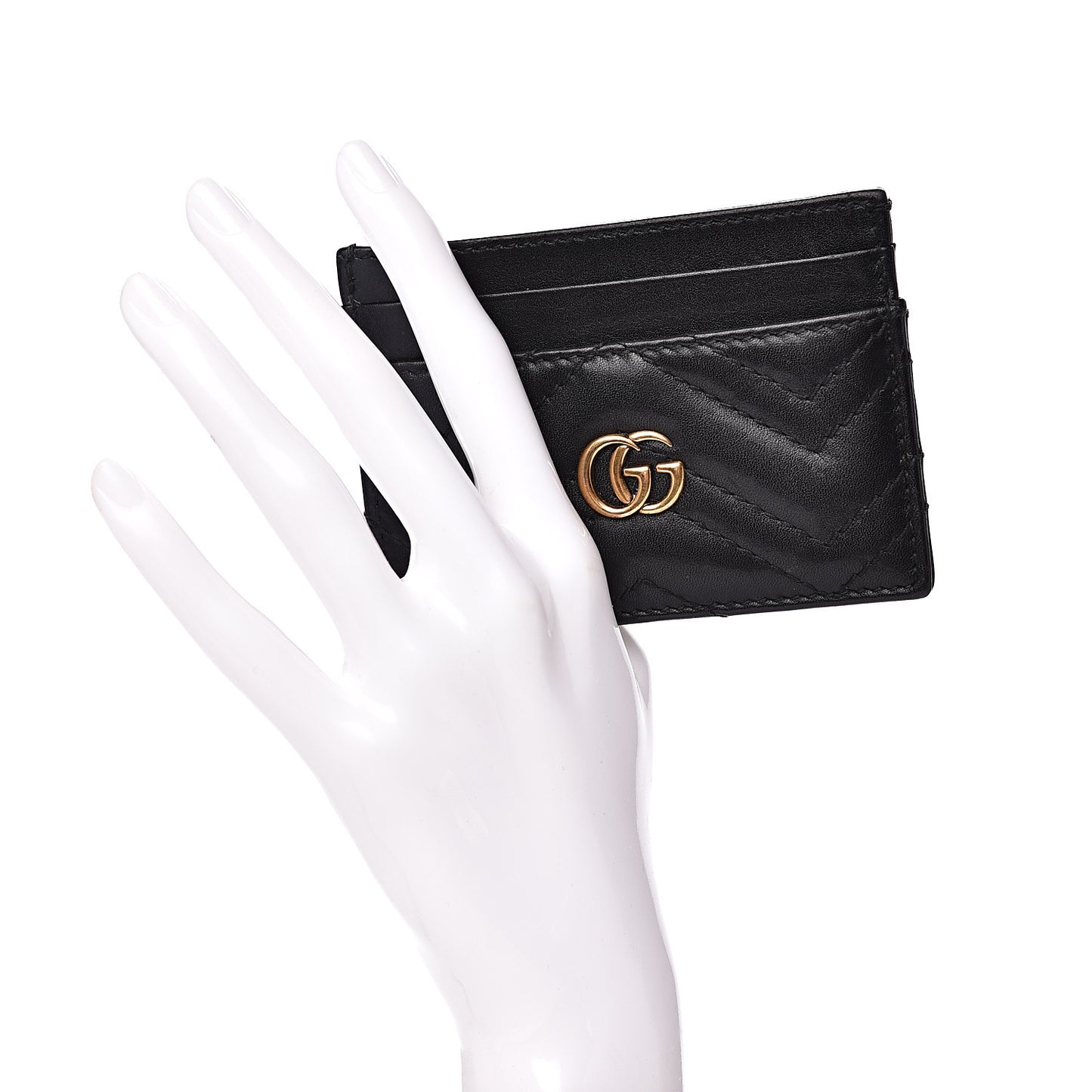 Calfskin Matelasse GG Marmont Card Holder Black