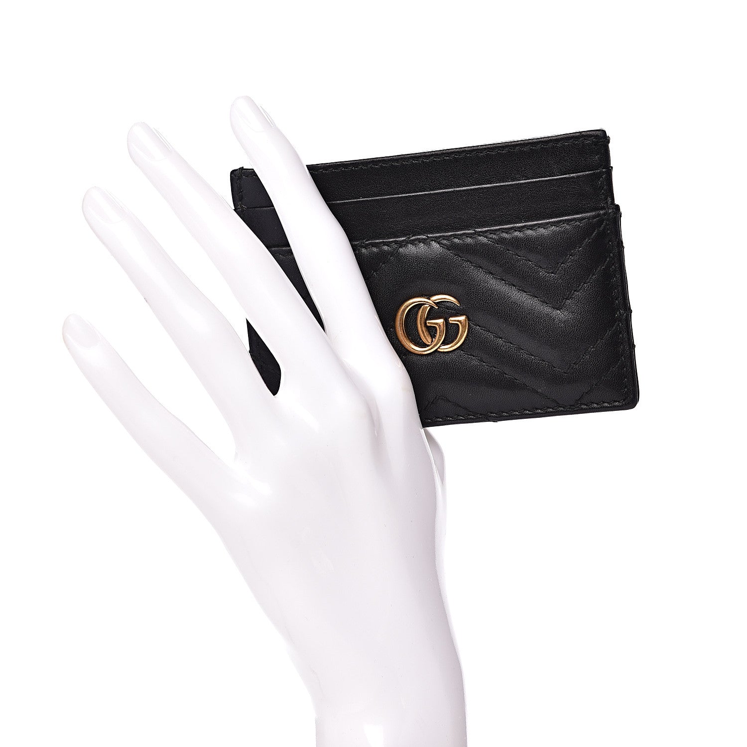 Gucci Calfskin Matelasse GG Marmont Card Holder Black 2 of 9